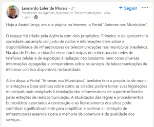 Anatel lança em sua página na Internet, o Portal “Antenas nos Municípios”.